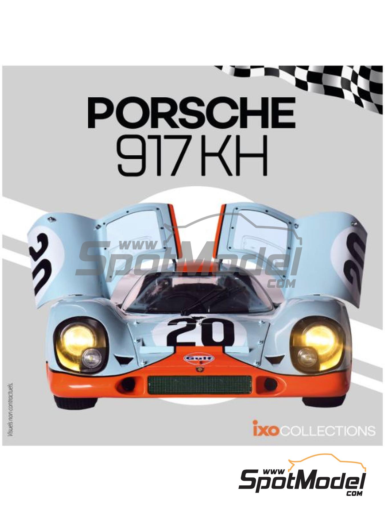 Porsche 917 KH sponsored by Gulf - 24 Hours Le Mans 1970. Car scale model  kit in 1/8 scale manufactured by Ixo Collections (ref. IXC.POR.FK, also 4005